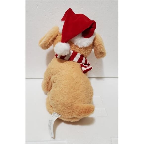 Gemmy Golden Retriever Puppy Dog Singing Standing Santa Hat & Scarf Head Moves - Picture 4 of 6